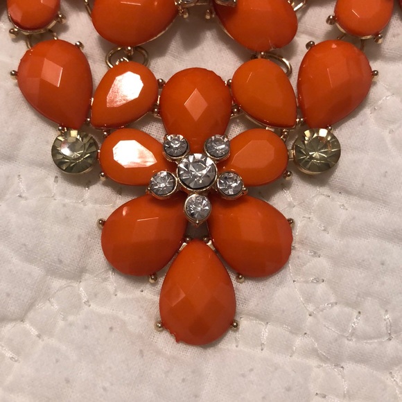 Coral and Gold Statement Necklace - Picture 2 of 4
